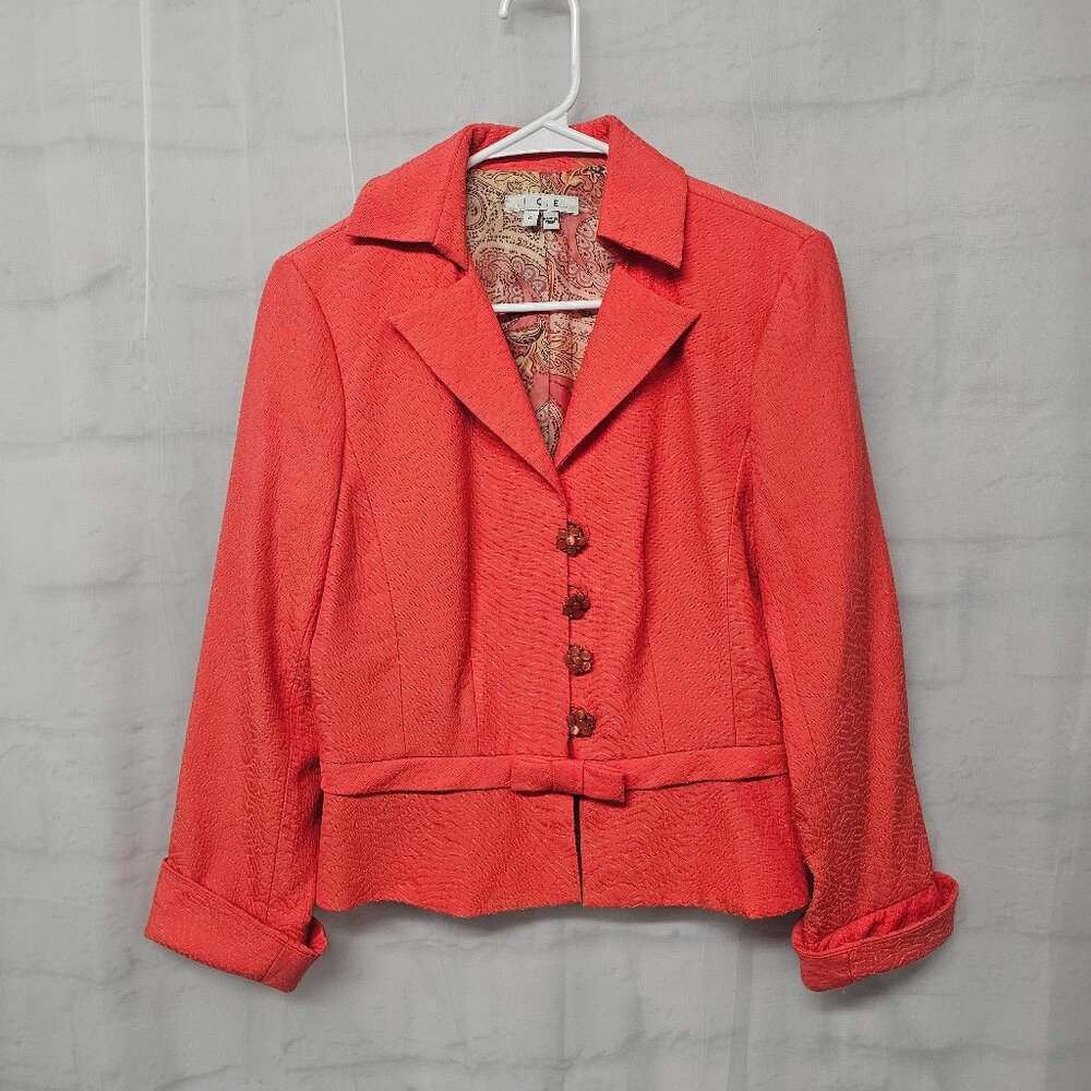 Vintage I.C.E. Blazer Y2K Orange Tailored Coquette Office Siren 6